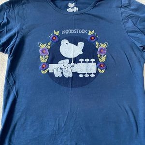 Lucky Brand, size S, Woodstock embroidered tee shirt in blur